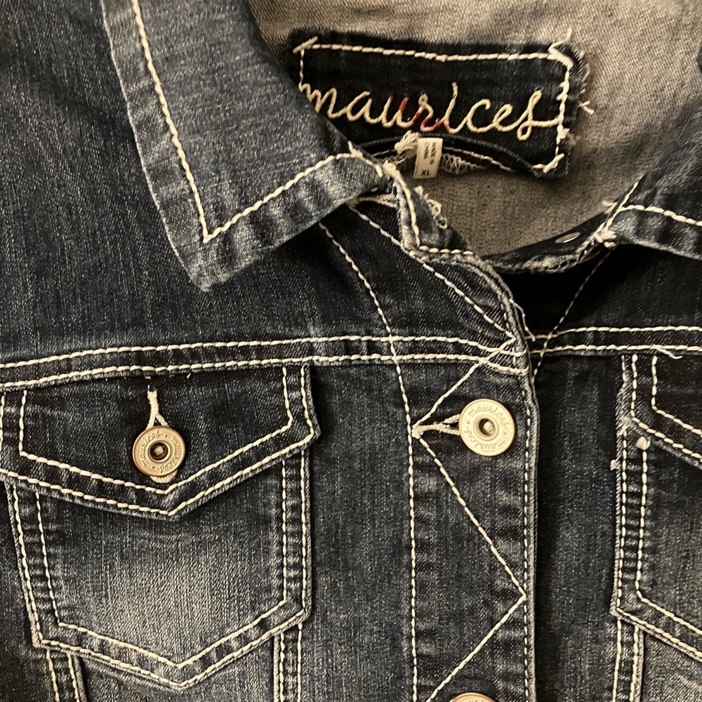 Maurices Dark Wash Stretch Denim Jean Jacket XL - Picture 2 of 6